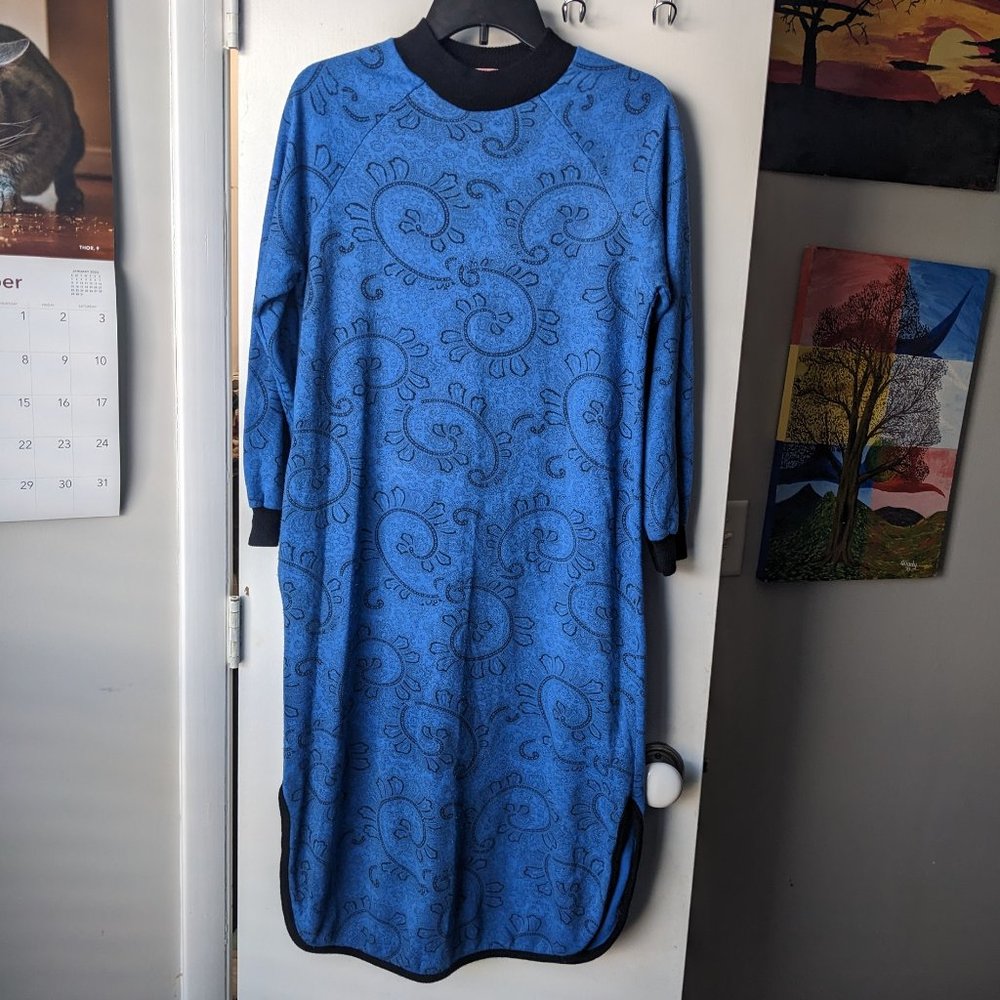 Vintage Playboy Playmate Blue Paisley Nighty Dress Women's